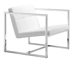 Chrome Cubed White Faux Leather Armchair