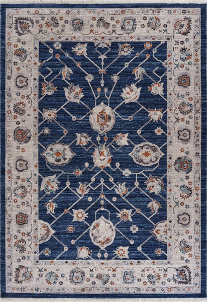 10' x 13' Navy Traditional Border Area Rug