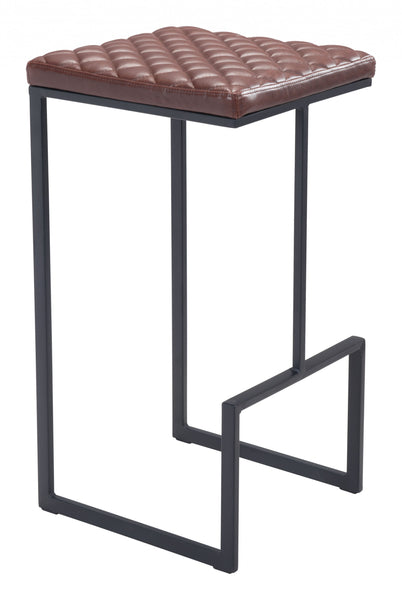 Brown Modern Geo Waffle Seat Backless Barstool