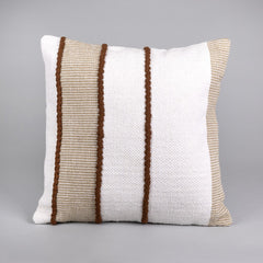 Textured Striped White and Brown Throw Pillow