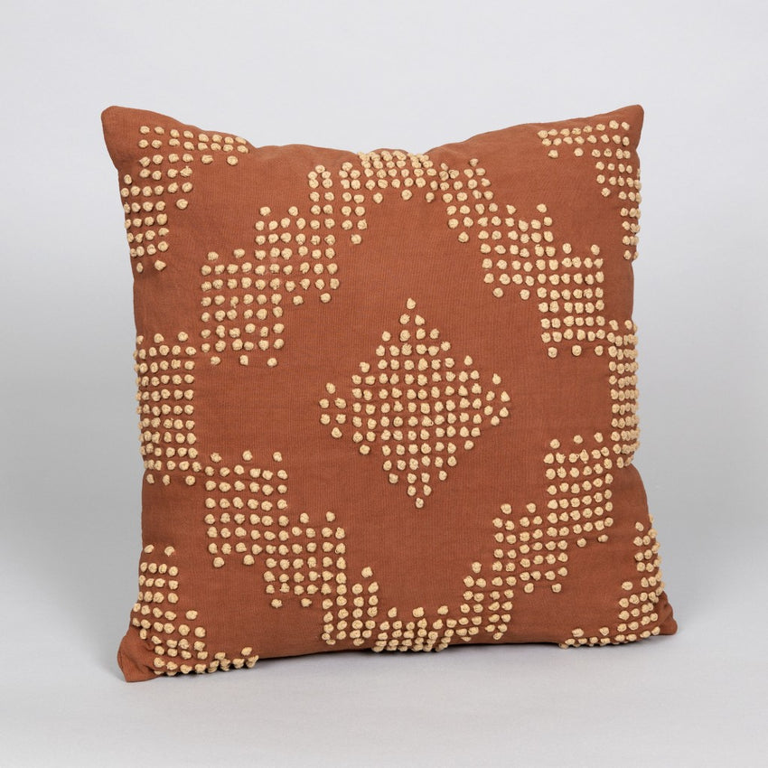 Textured Burnt Orange and Ivory Throw Pillow