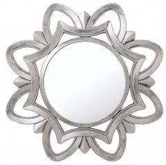 Silver Glass Round Sunburst Mirror