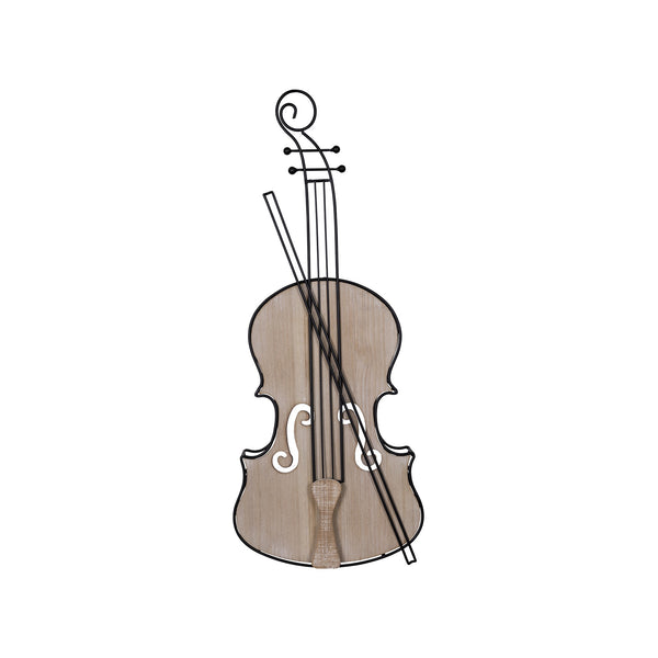 Wood and Metal Violin Shaped Wall Décor