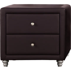 Brown Upholstered 2 Drawer Nightstand