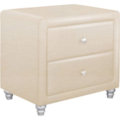 Beige Upholstered 2 Drawer Nightstand