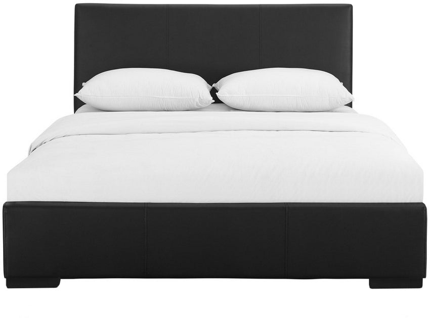 Black Upholstered Queen Platform Bed