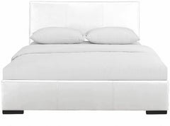 White Upholstered Queen Platform Bed