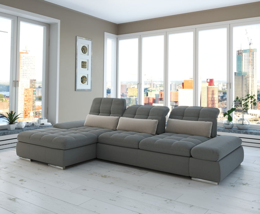 Mod Gray Two Piece Right Sectional Sofa with Storage and Sleeper