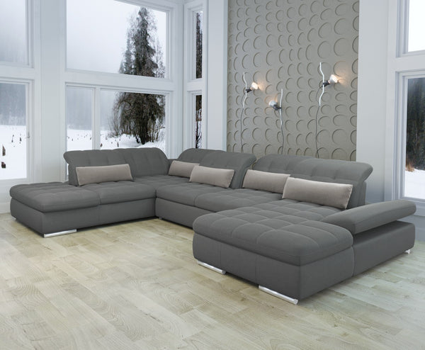 Mod Gray Five Piece Right Sectional Sofa with Storage and Sleeper