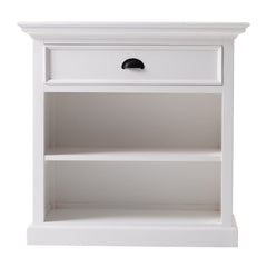 Classic White Large Nightstand With Shelves