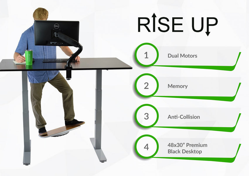 Premier Silver Dual Motor Electric Office Adjustable Standing Desk