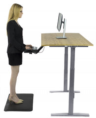 Gray and Natural Bamboo Dual Motor Electric Office Adjustable Computer Desk