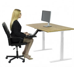 White and Natural Bamboo 52" Dual Motor Electric Office Adjustable Computer Desk