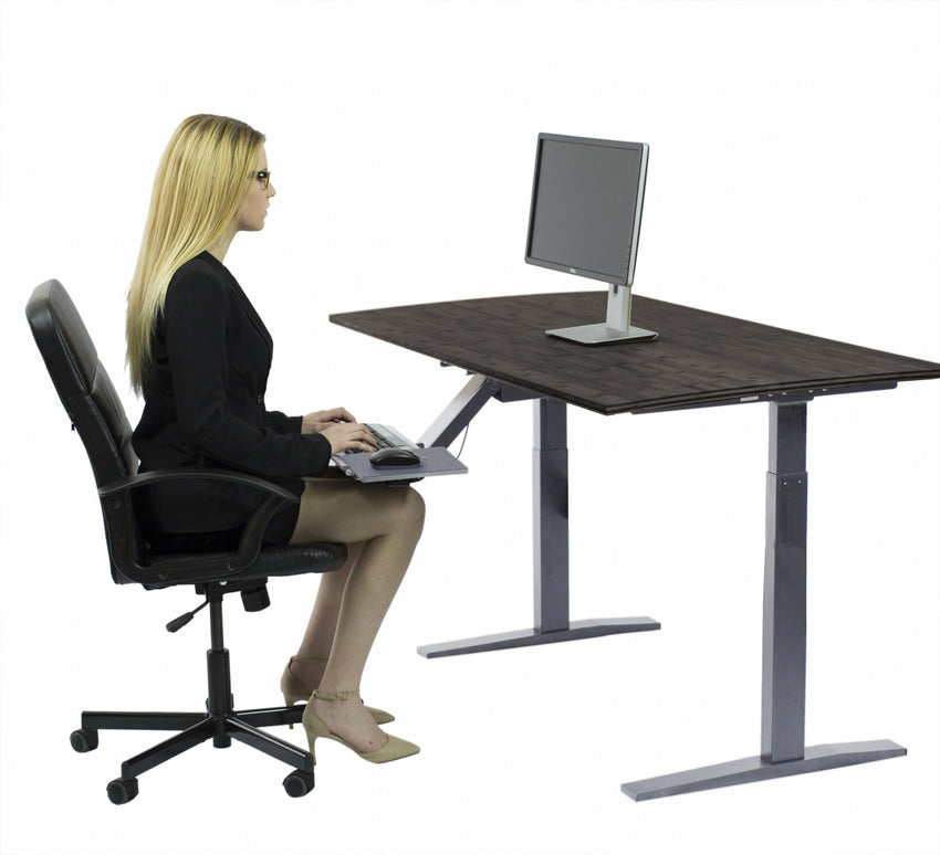 Gray and Black 45" Bamboo Dual Motor Electric Office Adjustable Computer Desk