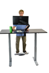 Gray and Black 52" Bamboo Dual Motor Electric Office Adjustable Computer Desk