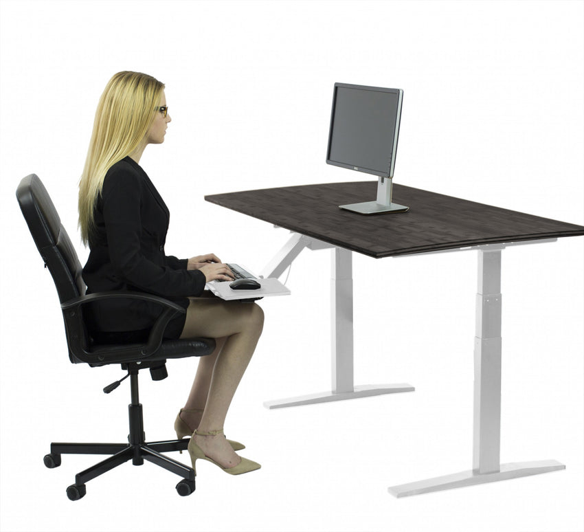 White and Black 52" Bamboo Dual Motor Electric Office Adjustable Computer Desk