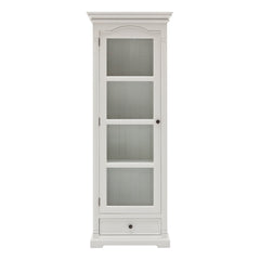 Traditional White and Glass Door Storage Cabinet