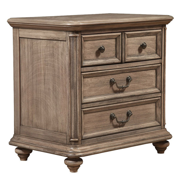 Taupe Brown Classic Wood 4 Drawer Nightstand