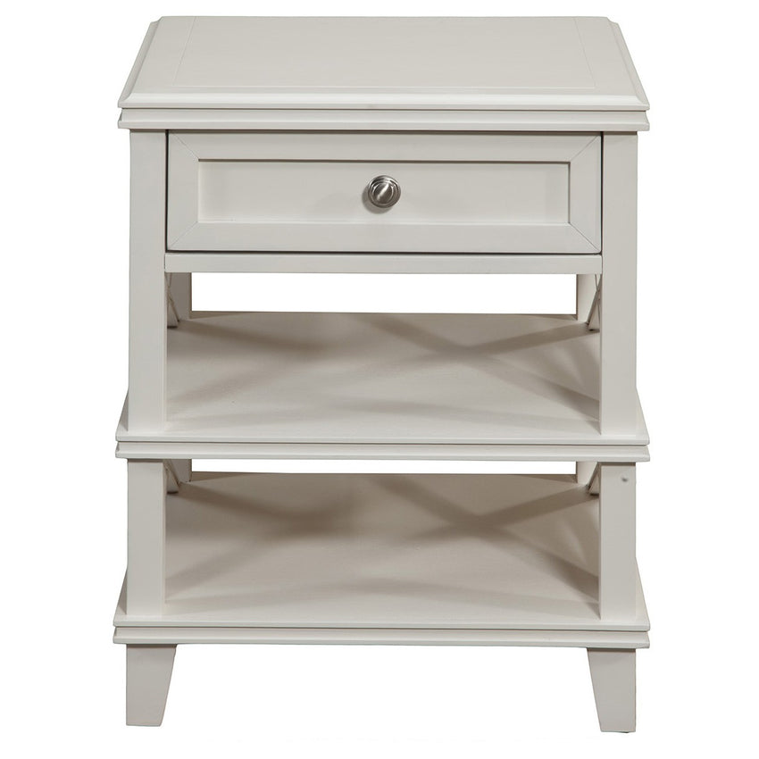 White 1 Drawer with Shelves Nightstand