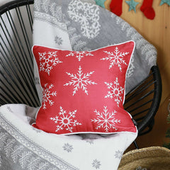 Red and White Snowflakes Throw Pillow