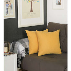 Set of 2 Yellow Modern Square Throw Pillows