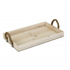 Natural Wooden Tray with Rope Handles