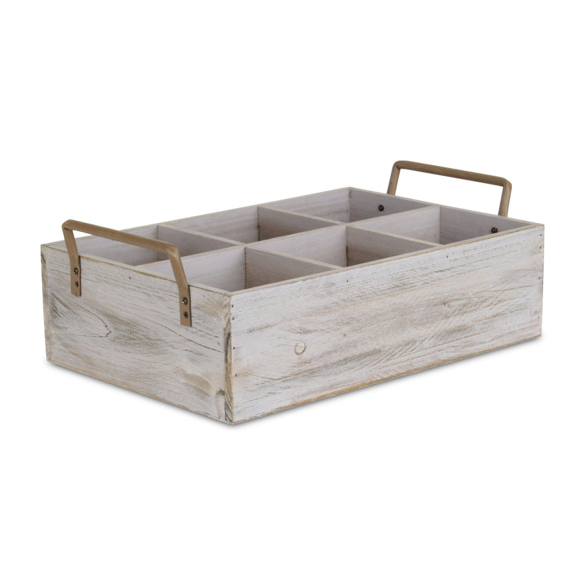 Rustic Graywash Six Slot Wooden Caddy