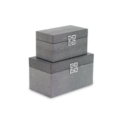 Set of Two Gray Wooden Boxes