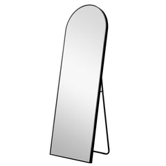 Narrow Black Arched Full Length Floor Mirror with Stand