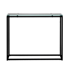 Geo Rectangle Clear Glass and Black Console Table