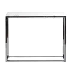 Geo Rectangle White Glass and Chrome Console Table