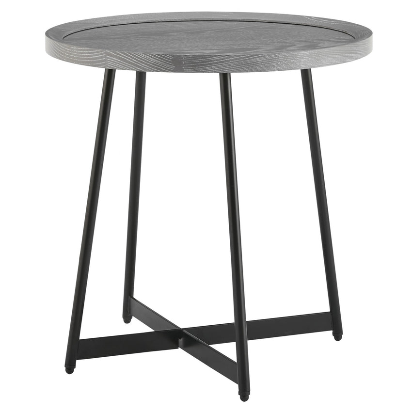 Modern Gray and Black Round Side Table