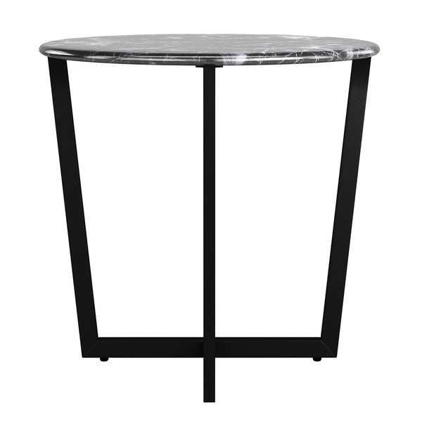 Mod Geo Black and Black Round Faux Marble Side Table