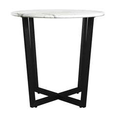 Mod Geo Black and White Round Faux Marble Side Table