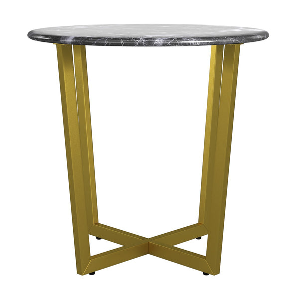 Mod Geo Gold and Black Round Faux Marble Side Table