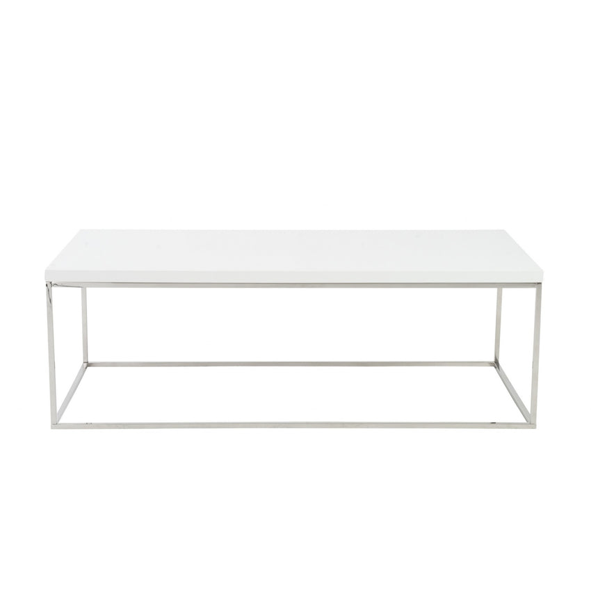 White and Chrome High Gloss Coffee Table