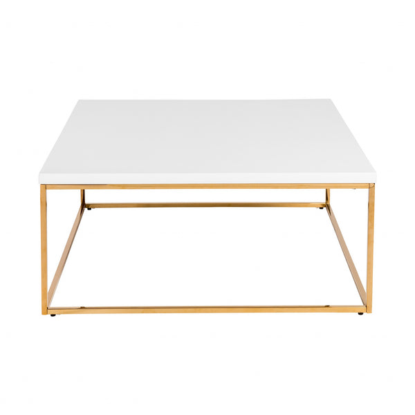 White and Gold Square Coffee Table