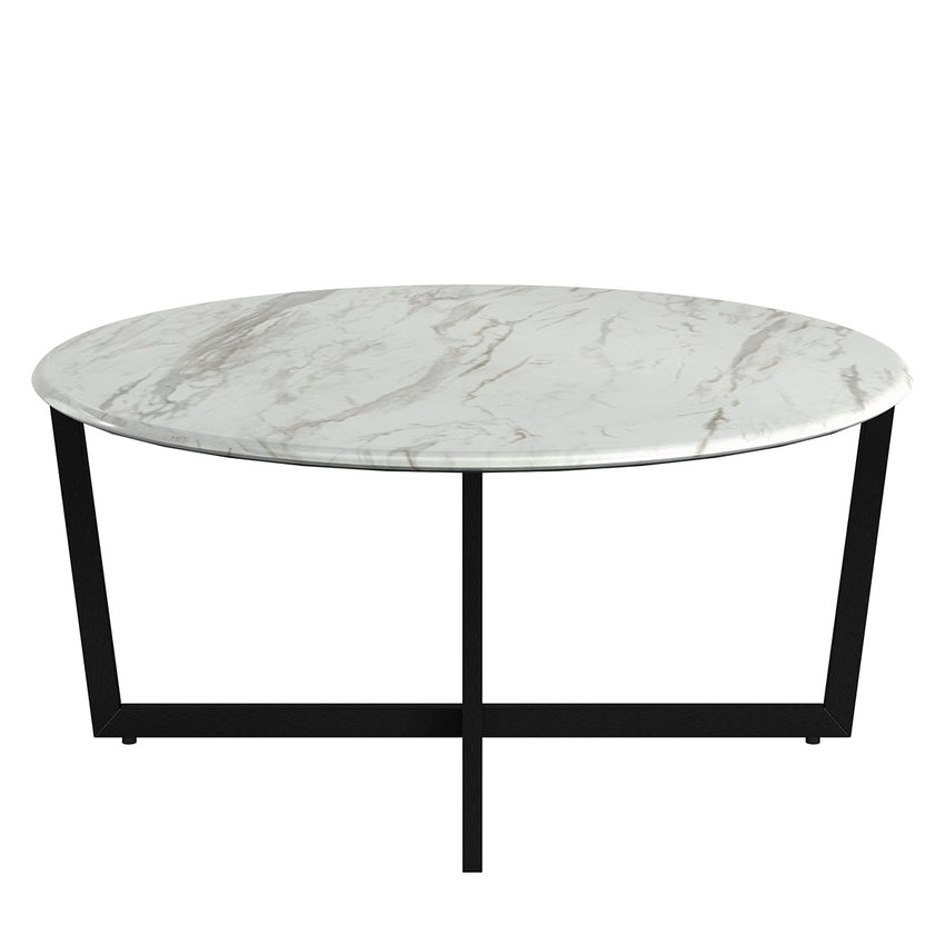 White on Black Faux Marble Round Coffee Table