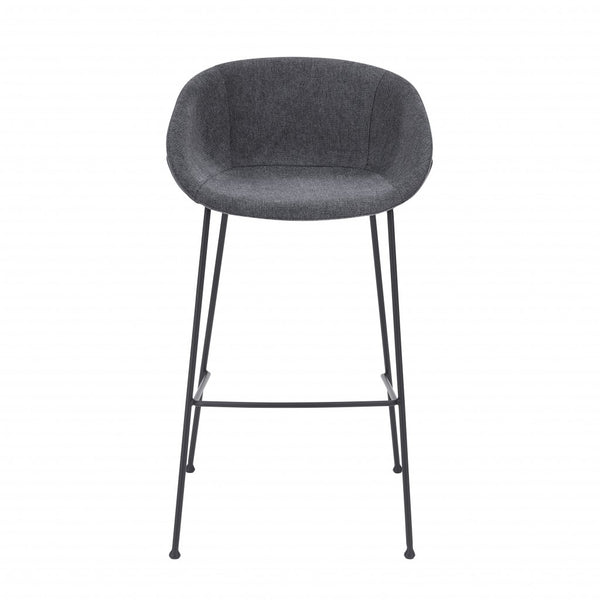 Set of Two Gray and Chrome Scoop Bar Stools