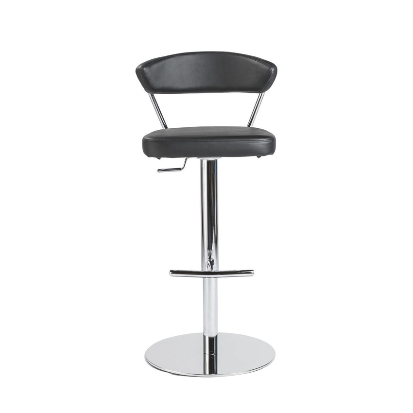 Adjustable Swivel Black Faux Leather Aluminum Stool