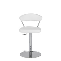 Adjustable Swivel White Faux Leather Aluminum Stool