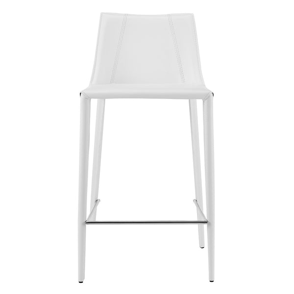 Rich White Faux Leather Counter Stool