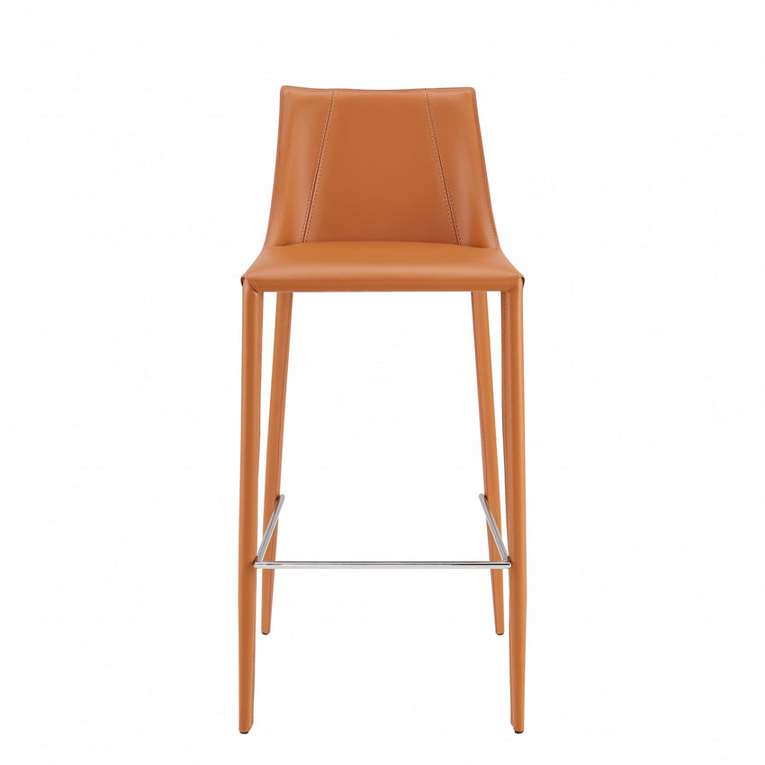 Rich Terra Cotta Faux Leather Bar Stool