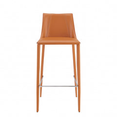 Rich Terra Cotta Faux Leather Bar Stool