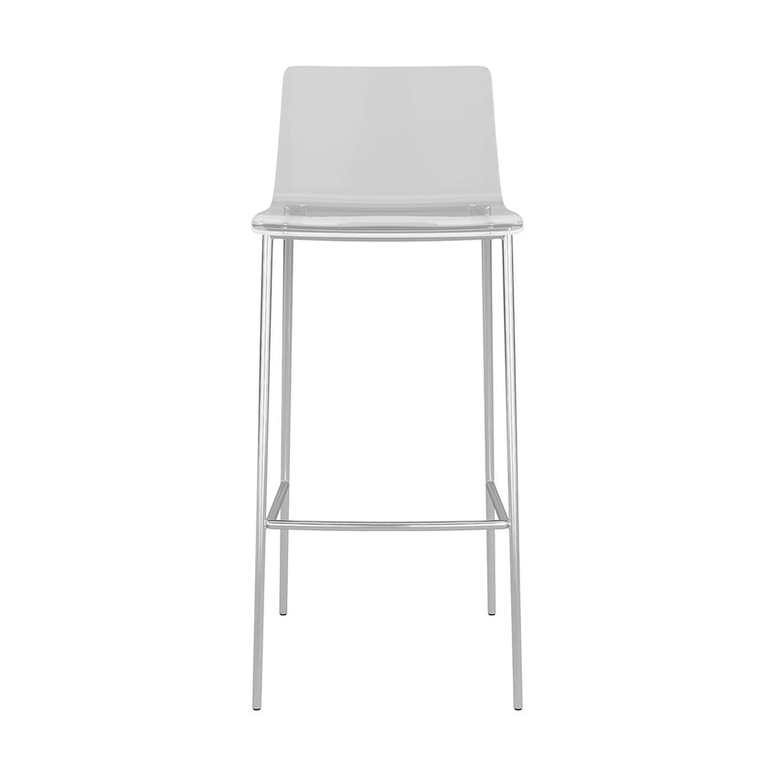 Set of Two Contemporary Acrylic and Nickel Bar Stools