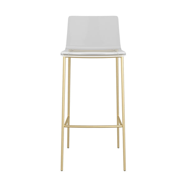 Set of Two Contemporary Acrylic and Gold Bar Stools