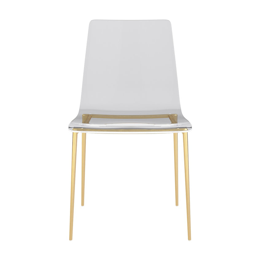 Set of Two Acrylic and Gold Steel Chairs