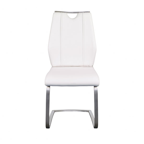 Set of Two White Faux Leather Cantilever Chairs