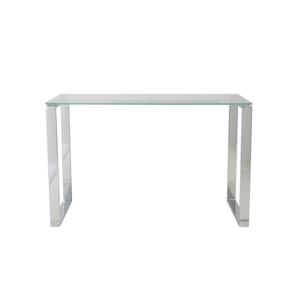 Pro Mod Clear Glass and Polished Stainless Steel Desk