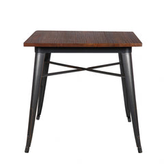 Mod Industrial Walnut and Black Square Dining Table